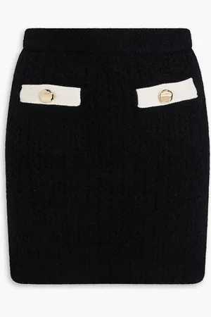 Self-Portrait Bouclé-knit alpaca-blend mini skirt - - XS