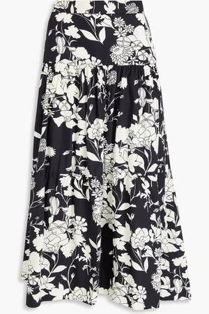 Maje Floral-print cotton midi skirt - - FR 36