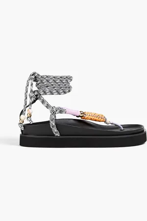 Maje Embellished cord and leather sandals - - EU 37