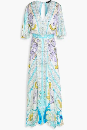 Maje Printed satin maxi dress - - FR 36