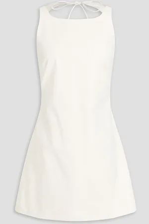 Maje Open-back cotton-blend twill mini dress - White - FR 40