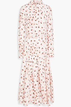 EMILIA WICKSTEAD Marion floral-print Swiss-dot cotton-blend midi shirt dress - Pink - UK 14