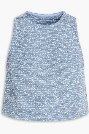 REMAIN Birger Christensen Cropped cotton-blend tweed top - Blue - DE 38