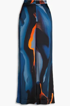 Roksanda Calla printed silk-satin wide-leg pants - - UK 8