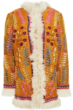 ZIMMERMANN Ladybeetle embroidered shearling jacket - Yellow - 0