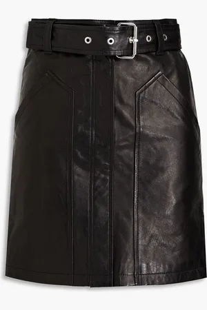 IRO Rebi belted pebbled-leather mini skirt - - FR 32