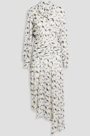 IRO Jensen asymmetric printed fil coupé georgette midi dress - - FR 34