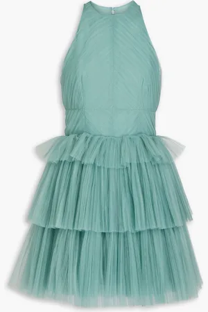 Costarellos Tiered tulle mini dress - Green - DE 40
