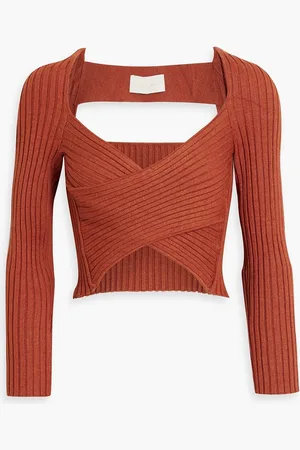 Michelle Mason Cropped cutout ribbed-knit top - Red - XS