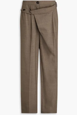 Peter Do Pleated layered twill wide-leg pants - Neutral - XS