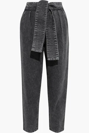 IRO Repu belted acid-wash high-rise tapered jeans - Gray - FR 34