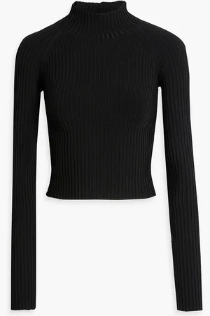 DION LEE Cropped cutout ribbed-knit turtleneck top - - UK 12