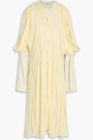 Acne Studios Layered crepon midi dress - Yellow - DE 32