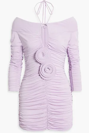 MAGDA BUTRYM Floral-appliquéd cutout stretch-jersey mini dress - Purple - FR 38