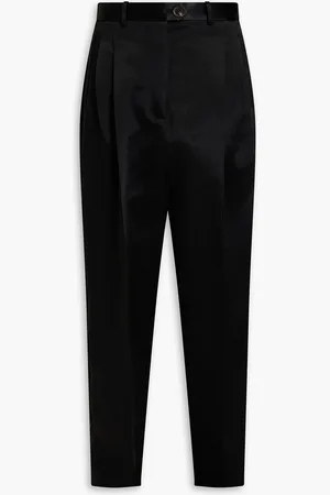 Peter Do Pleated satin-twill tapered pants - - S