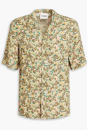 Nanushka Floral-print crinkled-crepe shirt - Neutral - S