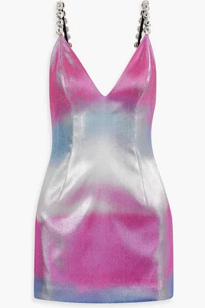AREA Crystal-embellished metallic twill mini dress - - US 8