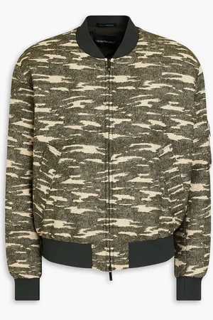 Emporio Armani Camouflage-print satin-jacquard bomber jacket - Green - IT 46