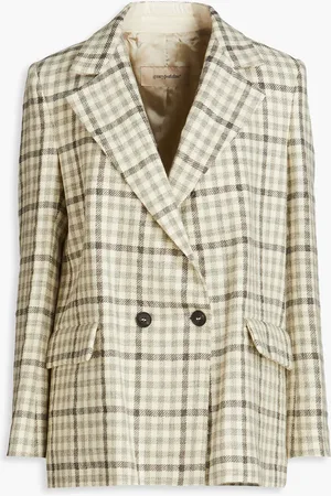 GENTRYPORTOFINO Double-breasted checked wool-tweed blazer - - IT 40