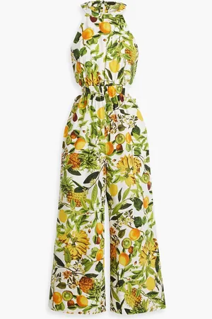 Cara Cara Savannah cropped printed cotton-poplin wide-leg jumpsuit - - M