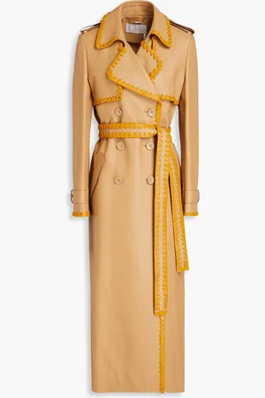 Chloé Whipstitched leather trench coat - Neutral - FR 36
