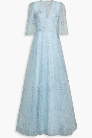 Costarellos Glittered tulle gown - Blue - FR 38