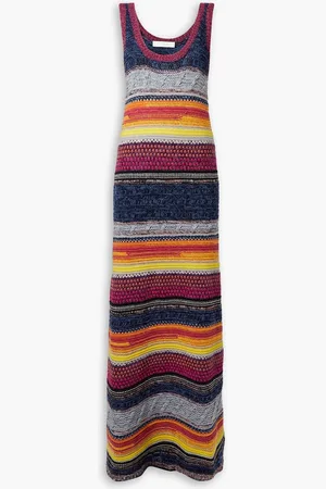 Chloé Striped cashmere and wool-blend maxi dress - Blue - M