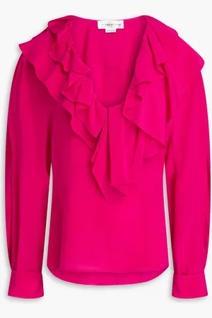 Victoria Beckham Ruffled silk-crepe blouse - Pink - UK 8
