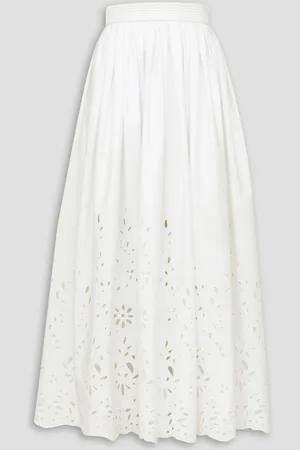 Chloé Broderie anglaise cotton-poplin midi skirt - - FR 34