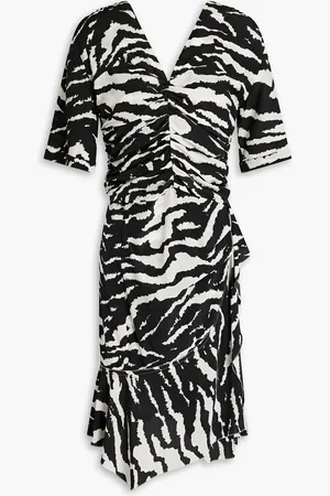 Isabel Marant Arodie ruched printed silk-blend crepe mini dress - - FR 36