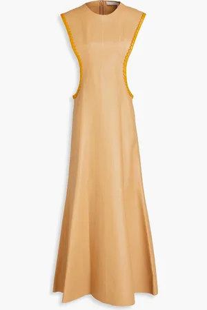 Chloé Whipstitched leather maxi dress - Neutral - FR 40