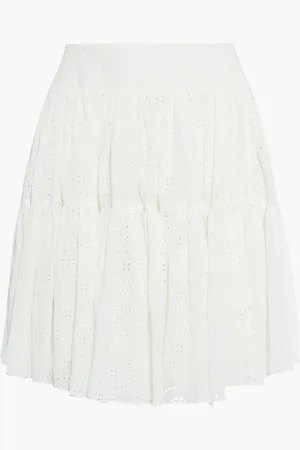 Chloé Tiered cotton-blend broderie anglaise mini skirt - White - FR 36