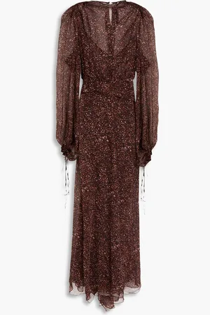 PETAR PETROV Printed silk-chiffon maxi dress - Brown - FR 38