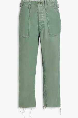 Mother Cropped cotton tapered pants - Green - 27