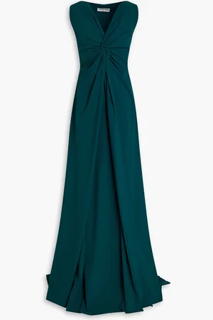 CHIARA BONI Opera twist-front jersey maxi dress - Green - IT 38