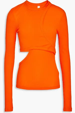 DION LEE Ribbed stretch-cotton jersey top - Orange - UK 4