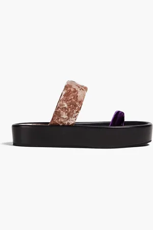 DRIES VAN NOTEN Two-tone crushed-velvet slides - - EU 35