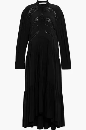 IRO Padding crochet-trimmed Swiss-dot crepe de chine midi dress - - FR 34