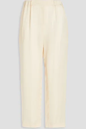 GENTRYPORTOFINO Cropped cupro tapered pants - White - IT 44