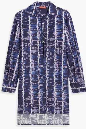 Altuzarra Tie-dyed cotton-blend poplin shirt dress - Blue - FR 36