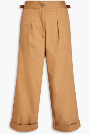 Acne Studios Cropped pleated cotton-twill wide-leg pants - Brown - DE 36