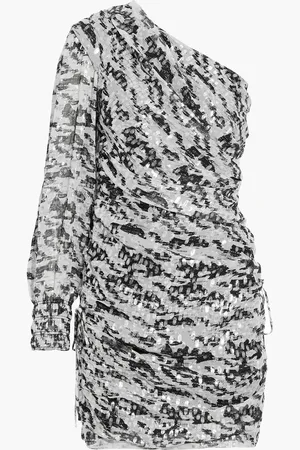 IRO Kallar one-sleeve metallic printed fil coupé chiffon mini dress - - FR 40