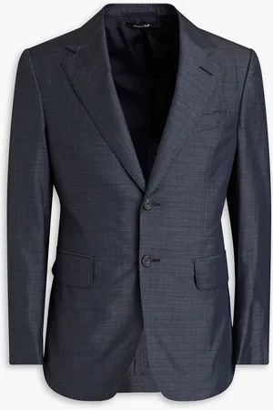 Dunhill Slim-fit Prince of Wales checked wool blazer - Blue - IT 50