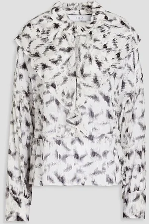 IRO Ruffled metallic printed crepon blouse - White - FR 36