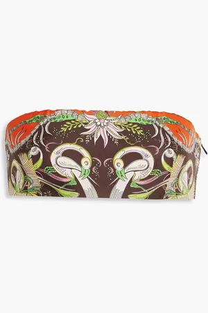 Puccini Printed silk-twill bandeau top - Brown - IT 42