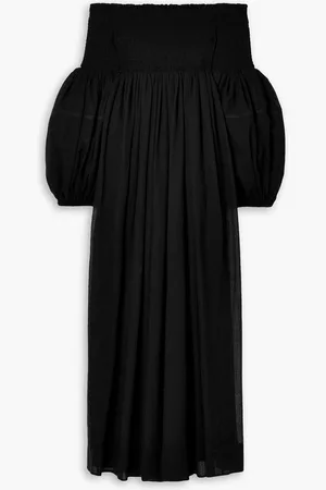 Chloé Off-the-shoulder shirred wool-crepe maxi dress - - FR 36
