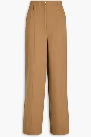 Peter Do Brushed wool and cashmere-blend felt wide-leg pants - Brown - FR 44