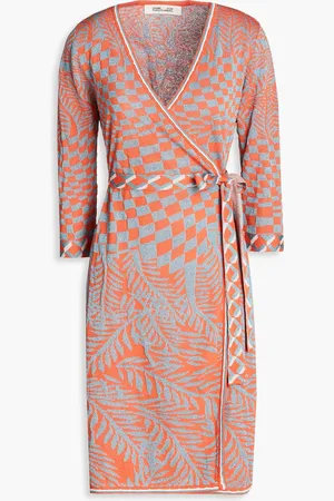 Diane von Furstenberg Lainey metallic jacquard-knit wrap dress - - XS