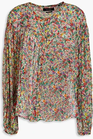 Isabel Marant Orionea gathered floral-print silk-crepon blouse - - FR 36