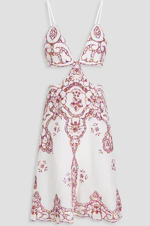Costarellos Cutout broderie anglaise linen dress - - DE 32